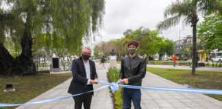 San Fernando: Andreotti y Zamora inauguraron las Plazas Carlos Pellegrini y Luis Castellari en la zona del Canal