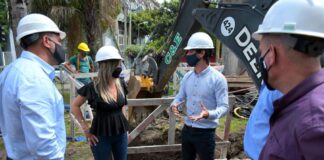 San Fernando: Malena Galmarini y Juan Andreotti recorrrieron una obra cloacal