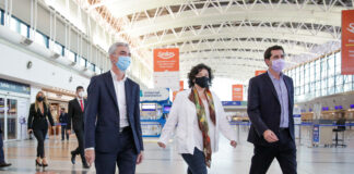 Meoni, De Pedro y Vizzotti controlaron el operativo de testeo que se realiza en el Aeropuerto de Ezeiza