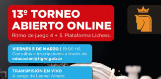 Tigre: Se viene el 13° torneo abierto de ajedrez online