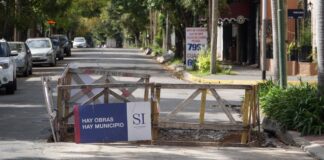 San Isidro: Renuevan pavimento en un tramo de la calle Uruguay