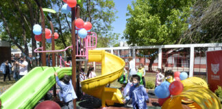 Tigre: Julio y Gisela Zamora inauguraron los nuevos juegos del Jardín N° 926 “Victoria Ocampo” de General Pacheco