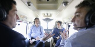 Kicillof recorrió los avances de las obras del Río Salado y se reunió con productores locales