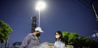 Malvinas: Noe Correa supervisó el recambio de luminarias en Los Polvorines