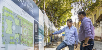 San Isidro: Posse supervisó los trabajos de reconstrucción de la Plaza Mitre
