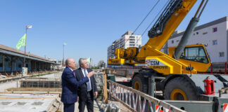 Fernández y Guerrera recorrieron la obra del viaducto Belgrano sur que llegará hasta Constitución