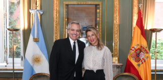 El Presidente se reunió con la vicepresidenta de España Yolanda Díaz