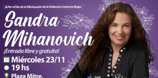 San Fernando: Sandra Mihanovich se presentará el miércoles 23