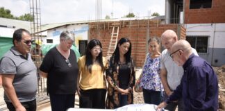Malvinas: Noe Correa supervisó los avances de la obra de ampliación de la Escuela Secundaria N° 16