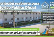 San Fernando: reabren la inscripción al registro habitacional y anuncian nuevos sorteos de viviendas